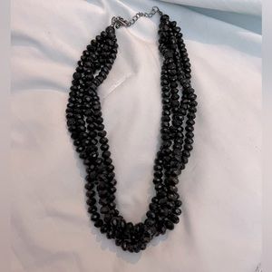 Black Beaded Statement Necklace